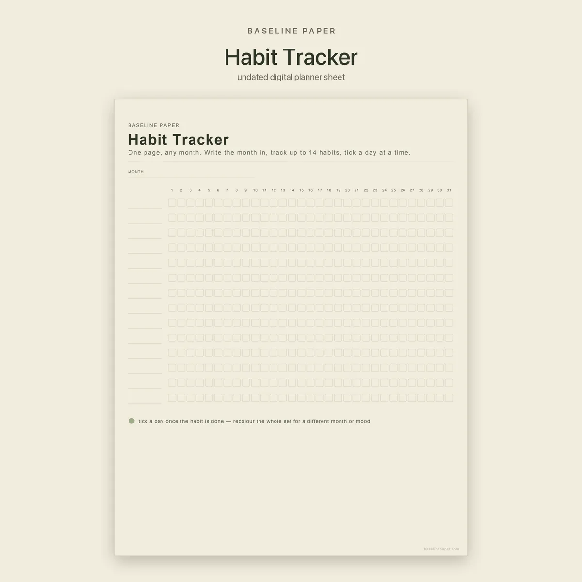 Habit Tracker Printable Undated