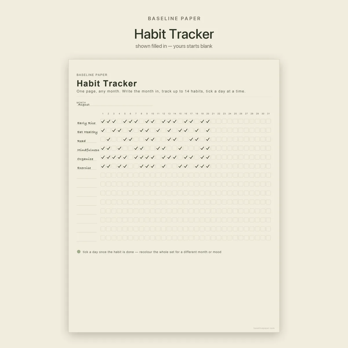 Habit Tracker Printable Undated, 4/5