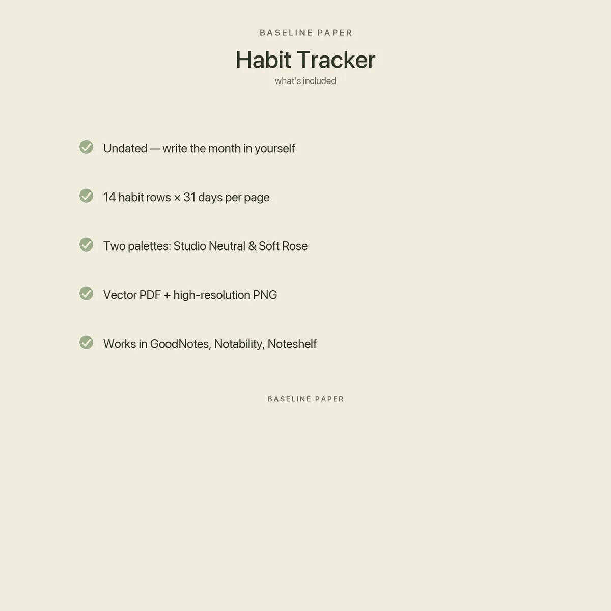 Habit Tracker Printable Undated, 5/5